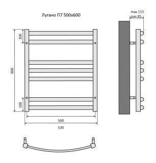 Водяной полотенцесушитель Aquatek Лугано AQ DOC0760CH П7 50x60см хром